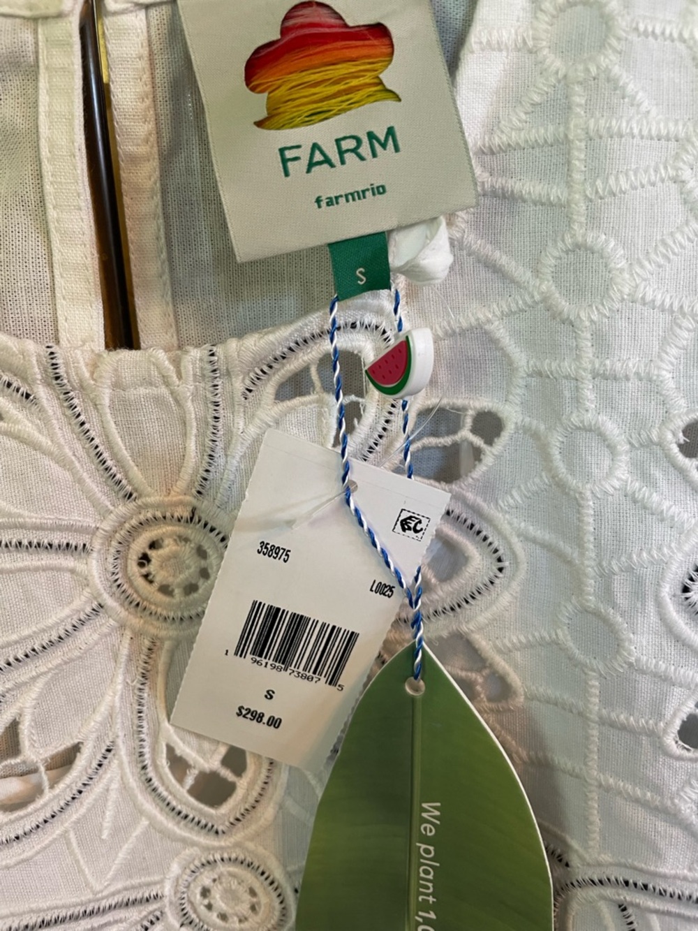 FARM RIO Ivory Richilieu Embroidered Blouse NWT Size S - Picture 5 of 9